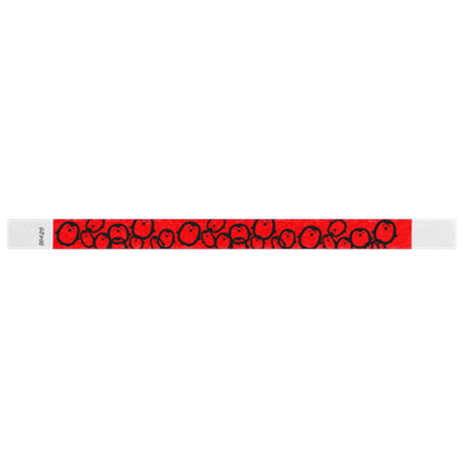 neon red tyvek wristband with black penguin pattern