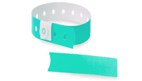Custom Plastic Wristbands - Slim Showing Detachable Stub Aqua