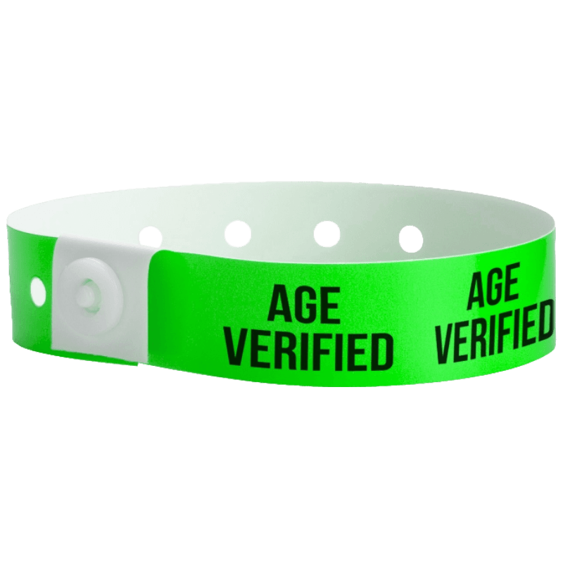plastic age verified wristband in neon green