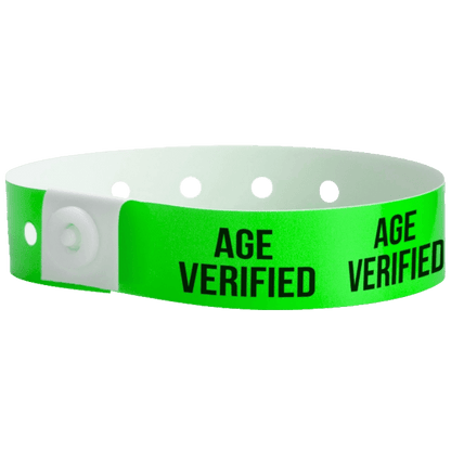 plastic age verified wristband in neon green