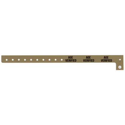 plastic age verified wristband in gold