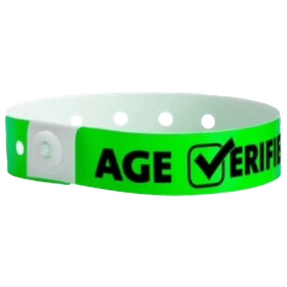age verified check plastic wristband in neon green
