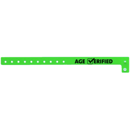 age verified check plastic wristband in neon green