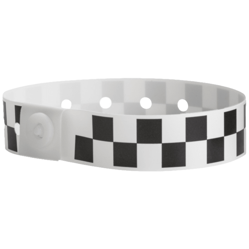 Plastic checkerboard wristband in black