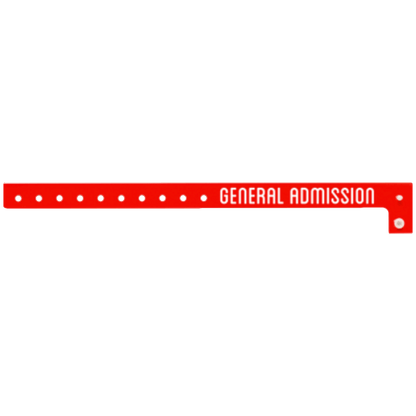 Plastic general admission wristband in neon red