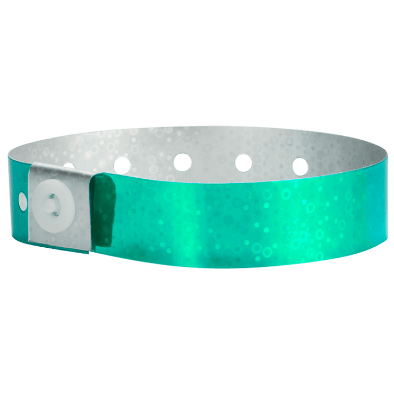 Holographic plastic wristband in aqua
