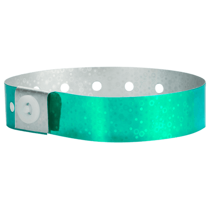 Holographic plastic wristband in aqua