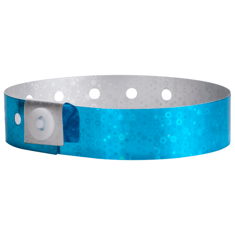Holographic plastic wristband in blue