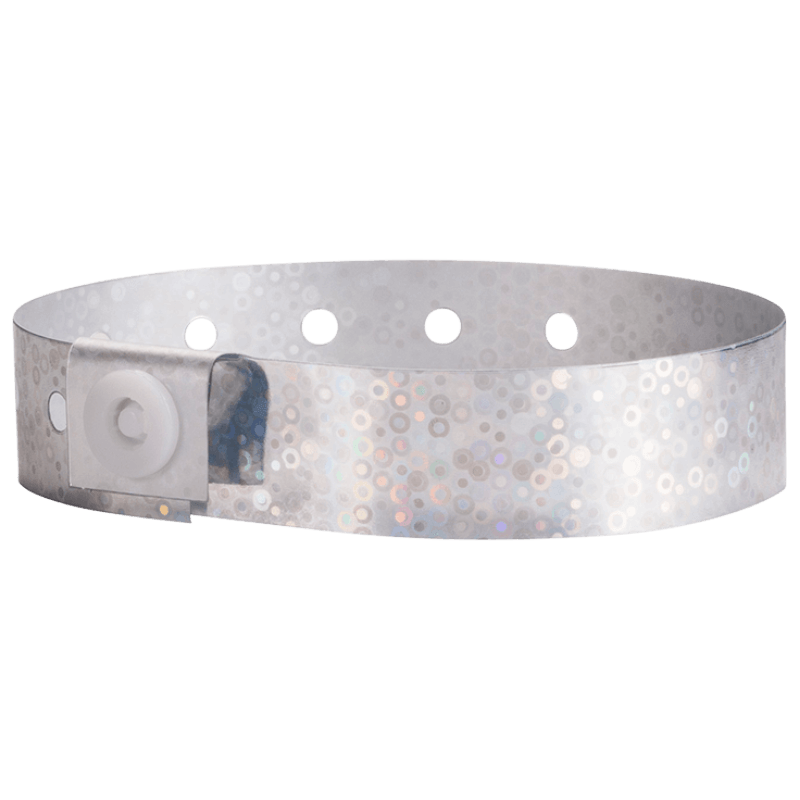 Holographic plastic wristband in silver