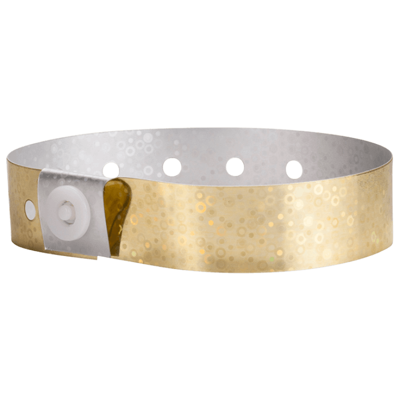 Holographic plastic wristband in gold