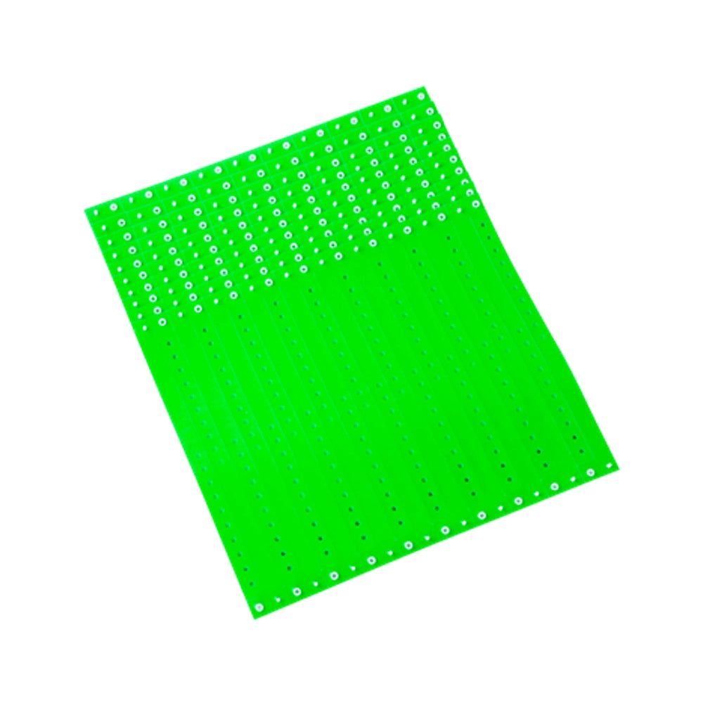 plastic regular wristband in neon green - shown in sheets of 10 