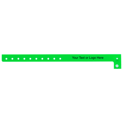 plastic regular 3/4" wristband with a placeholder to show where you can customize the wristband in neon green