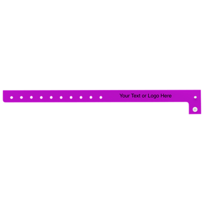 plastic regular 3/4" wristband with a placeholder to show where you can customize the wristband in pantone purple