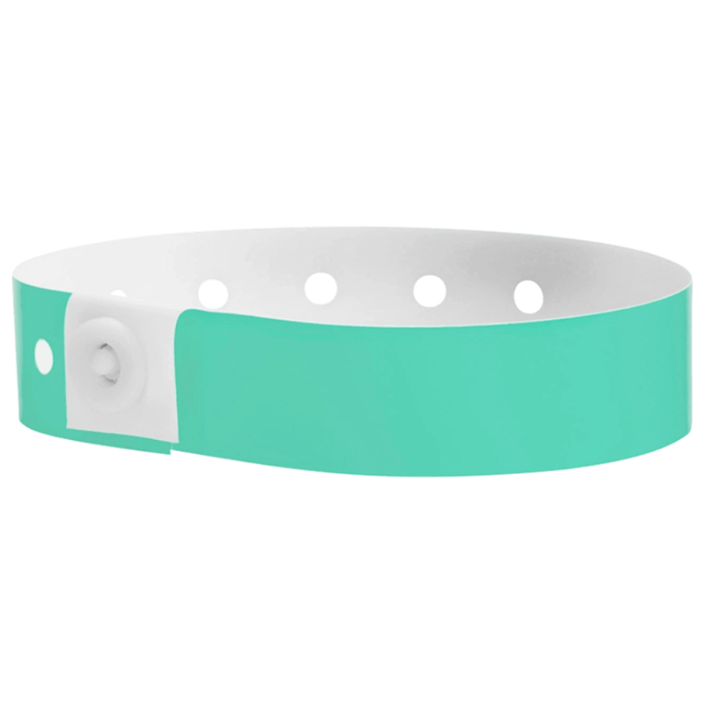 Plastic regular wristband in aqua - shown in round 