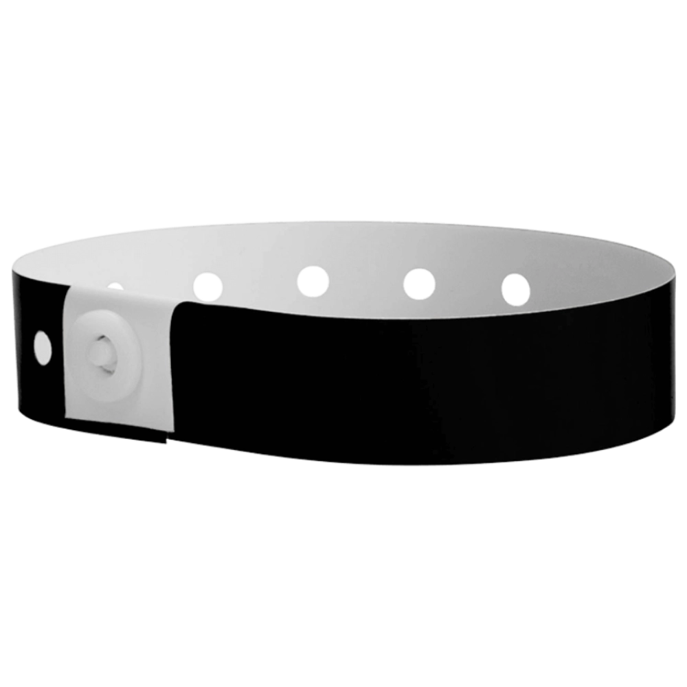 Plastic regular wristband in black - shown in round 