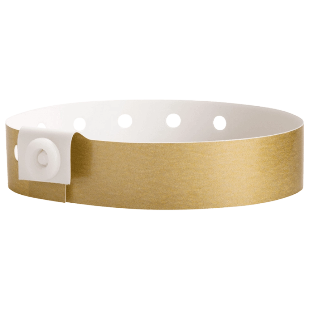 Plastic regular wristband in gold - shown in round 