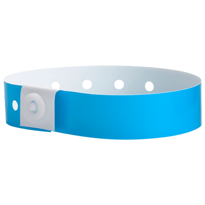 Plastic regular wristband in neon blue - shown in round 