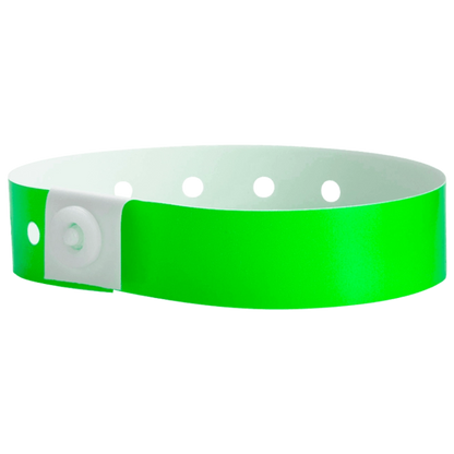 Plastic regular wristband in neon green - shown in round 