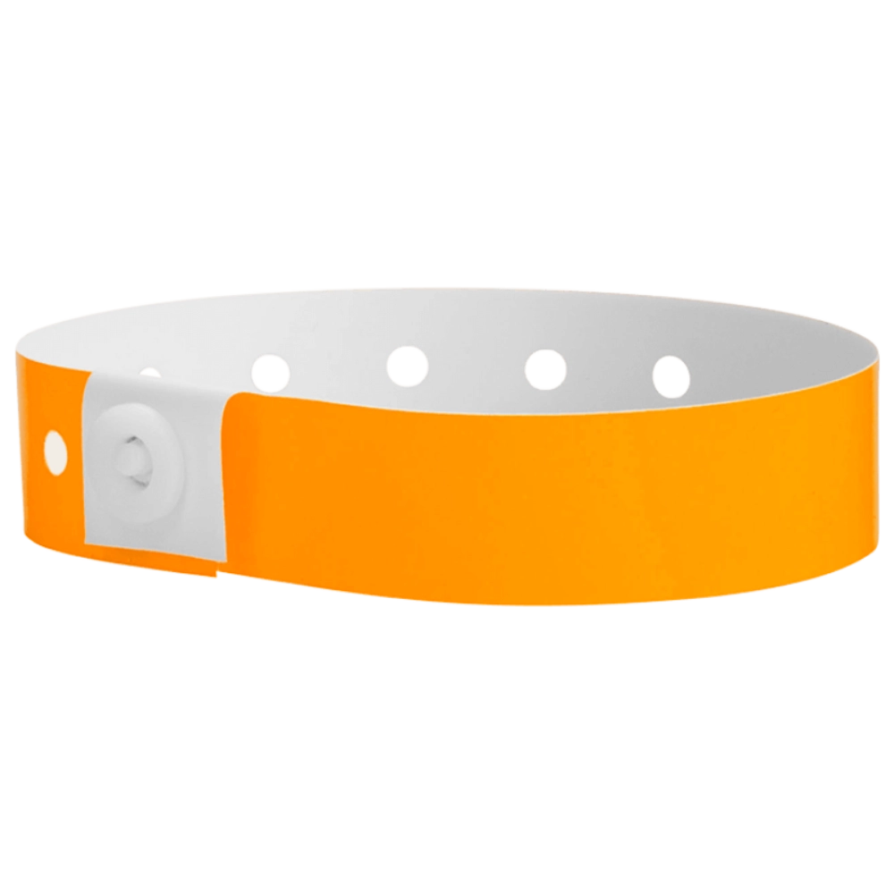 Plastic regular wristband in neon orange - shown in round 