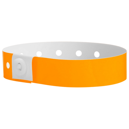 Plastic regular wristband in neon orange - shown in round 