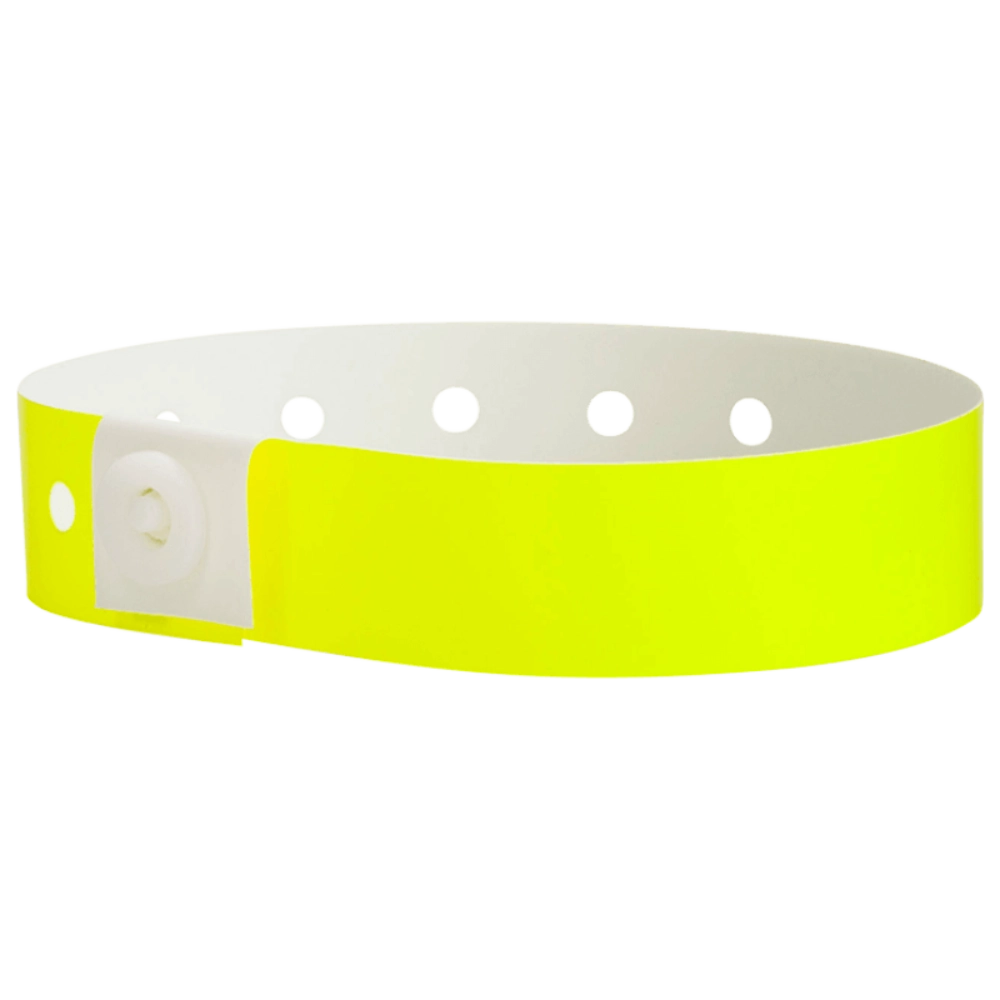 Plastic regular wristband in neon yellow - shown in round 