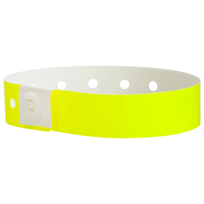 Plastic regular wristband in neon yellow - shown in round 
