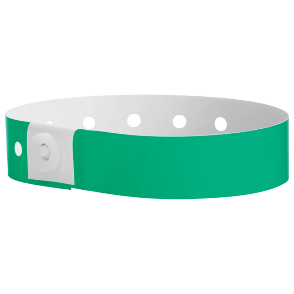 Plastic regular wristband in pantone green - shown in round 