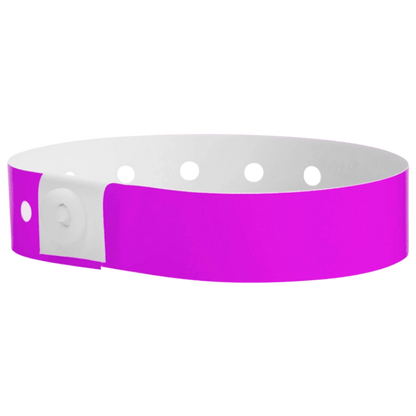 Plastic regular wristband in pantone purple - shown in round 