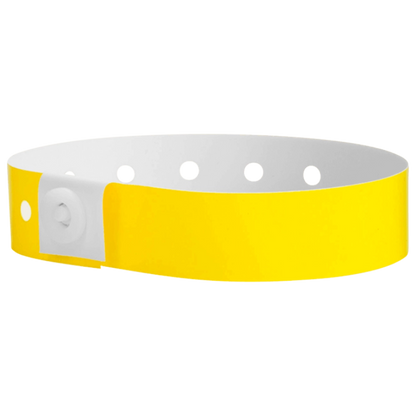 Plastic regular wristband in pantone yellow - shown in round 