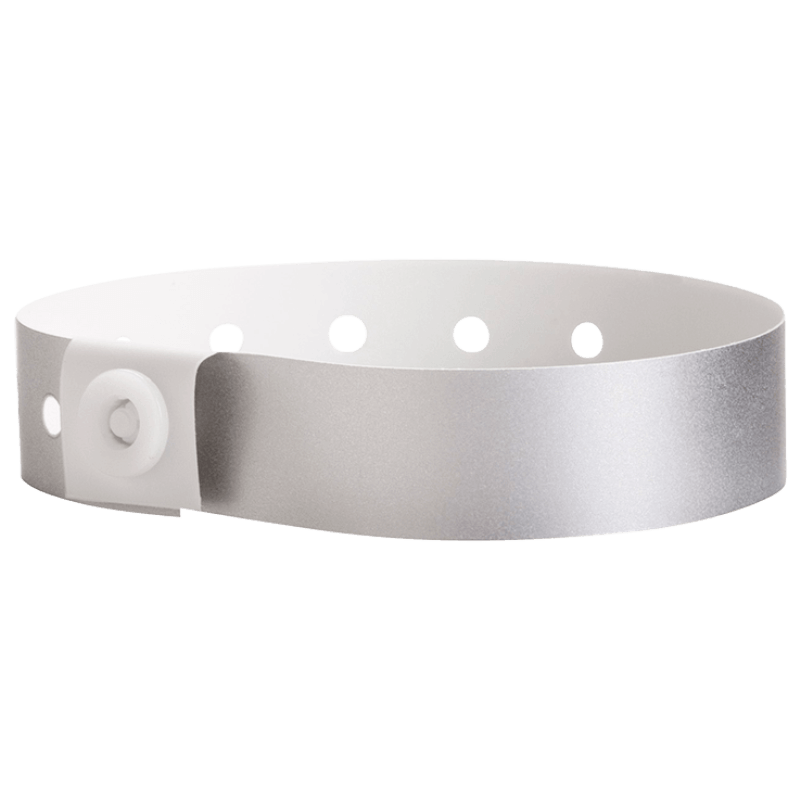 silver plastic regular 3/4" solid wristband 