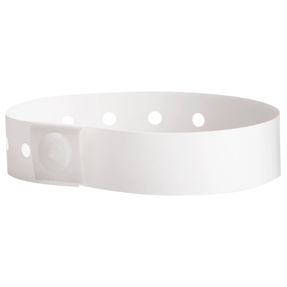 Plastic regular wristband in white - shown in round 
