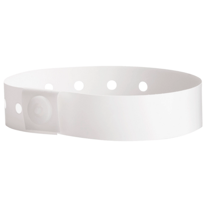 Plastic regular wristband in white - shown in round 