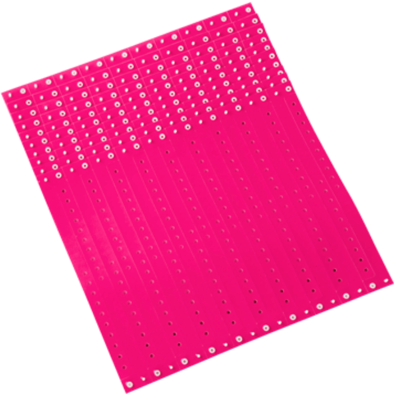 neon pink plastic regular 3/4" solid wristband in sheets of 20 