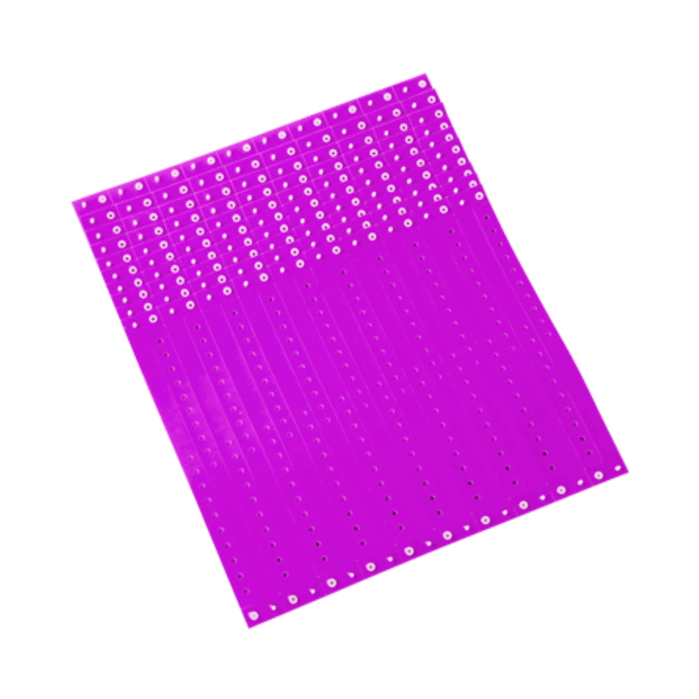 plastic regular wristband in pantone purple - shown in sheets of 10 