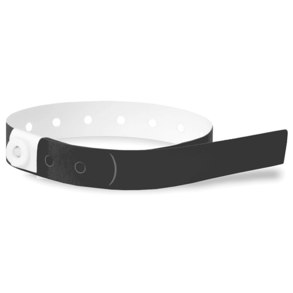 Plastic slim wristband in black - shown in round 