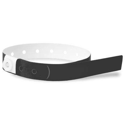 Plastic slim wristband in black - shown in round 