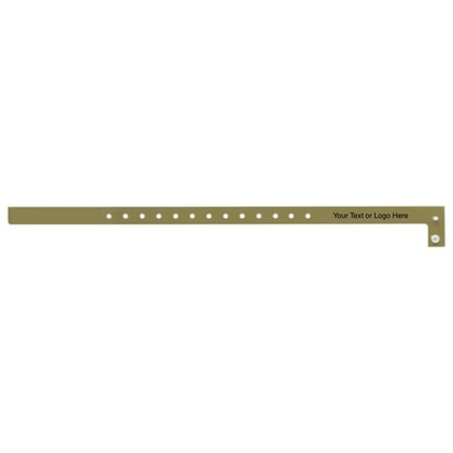 slim plastic wristband with a placeholder to show where you can customize the wristband shown in gold