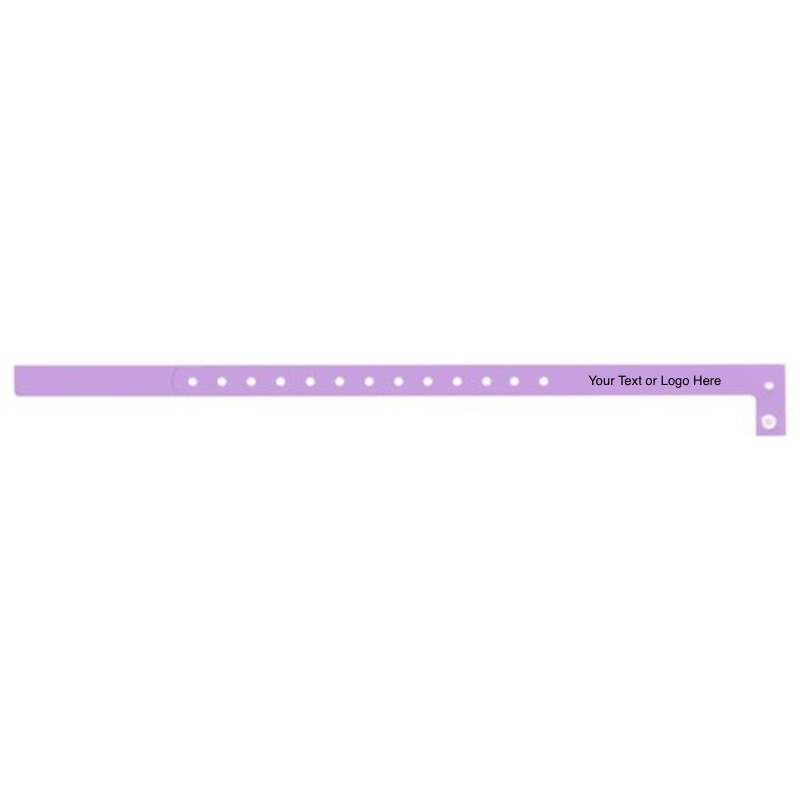 slim plastic wristband with a placeholder to show where you can customize the wristband shown in lavender