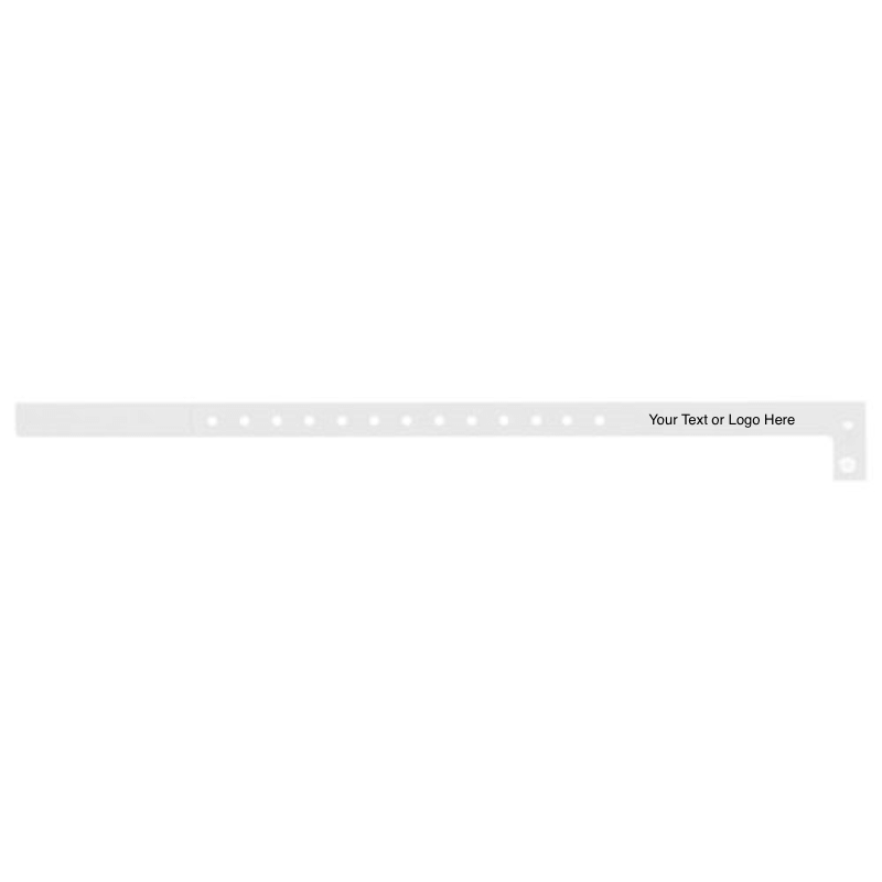 slim plastic wristband with a placeholder to show where you can customize the wristband shown in white