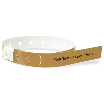 slim plastic wristband with a placeholder to show where you can customize the wristband in gold