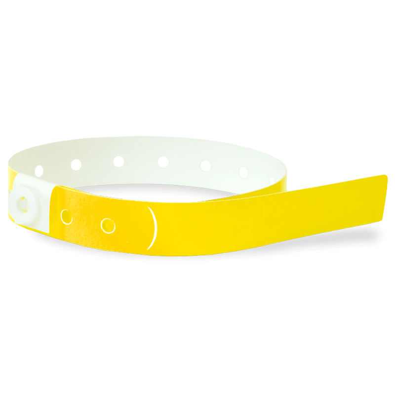 plastic slim solid wristband in pantone yellow 