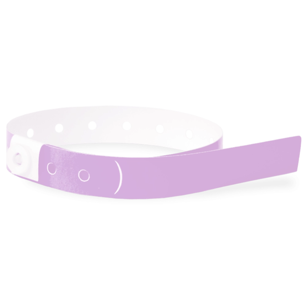 Plastic slim wristband in lavender - shown in round 