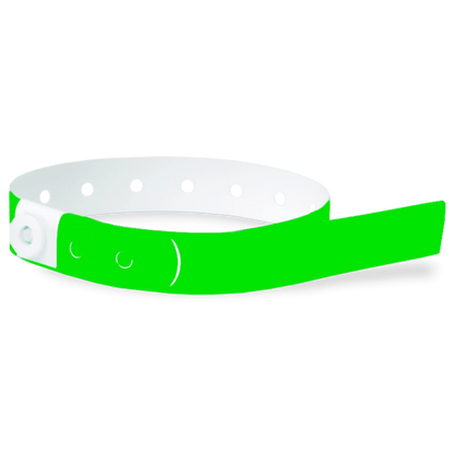Plastic slim wristband in noen green - shown in round 