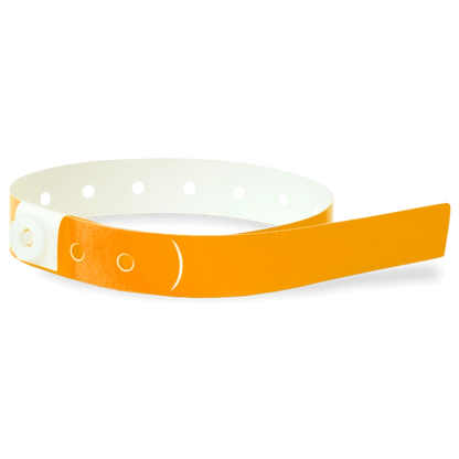 Plastic slim wristband in neon orange -shown in round 