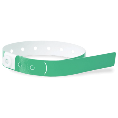 Plastic slim wristband in pantone green - shown in round 