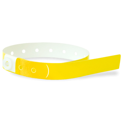 Plastic slim wristband in pantone yellow - shown in round 