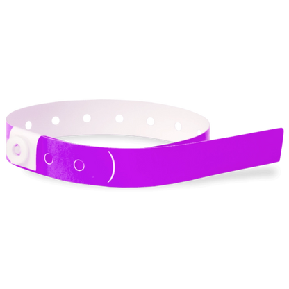 Plastic slim wristband in purple - shown in round 