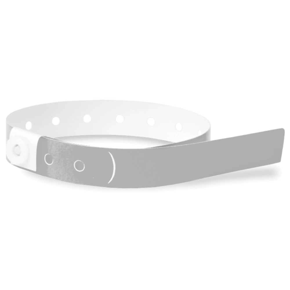 Plastic slim wristband in silver -shown in round 