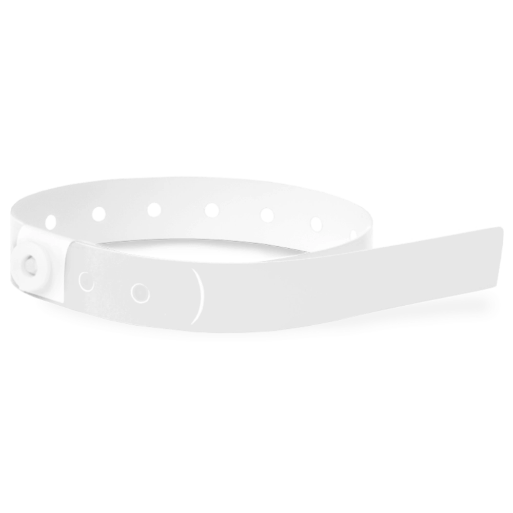 Plastic slim wristband in white -shown in round 