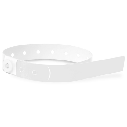 Plastic slim wristband in white -shown in round 